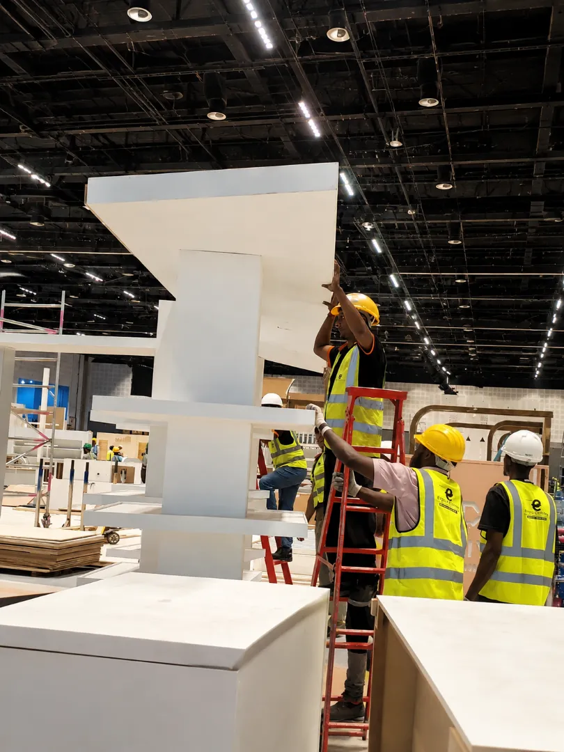 Exhibition stand builders in Dubai: in-house production team at work